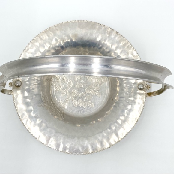 Vintage Wild Rose Continental Silver Co. Metal 8" Basket #1088 - Picture 4 of 9